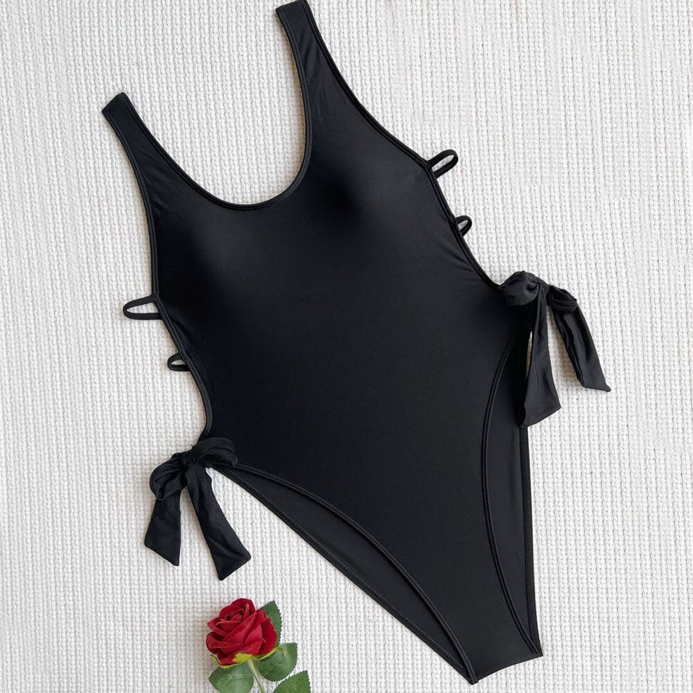 Strappy Tie Side Cut Out Brazilian One Piece Swimsuit - On sale