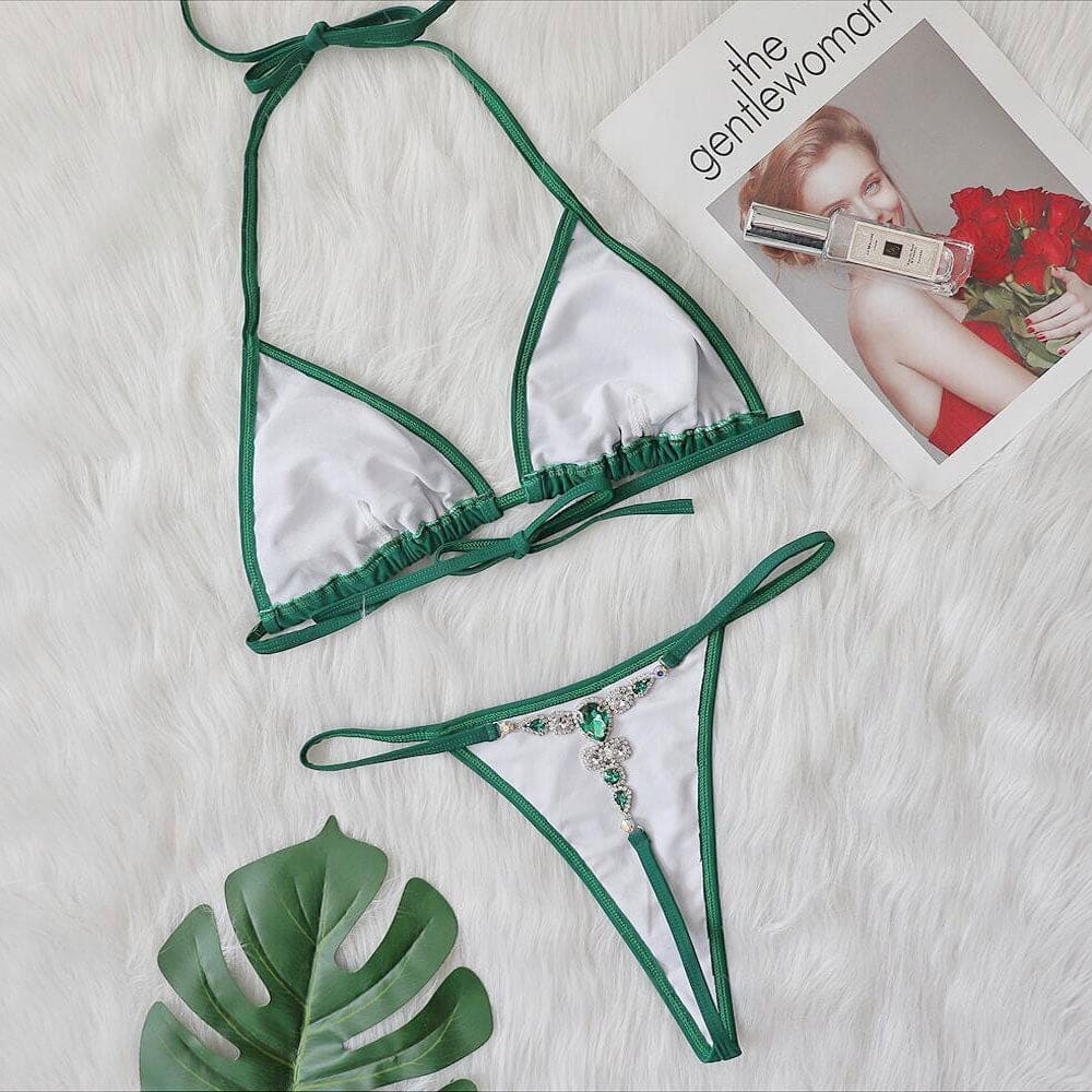 Sultry String Thong Triangle Brazilian Bikini Swimsuit - On sale