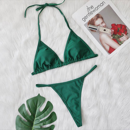 Sultry String Thong Triangle Brazilian Bikini Swimsuit - On sale