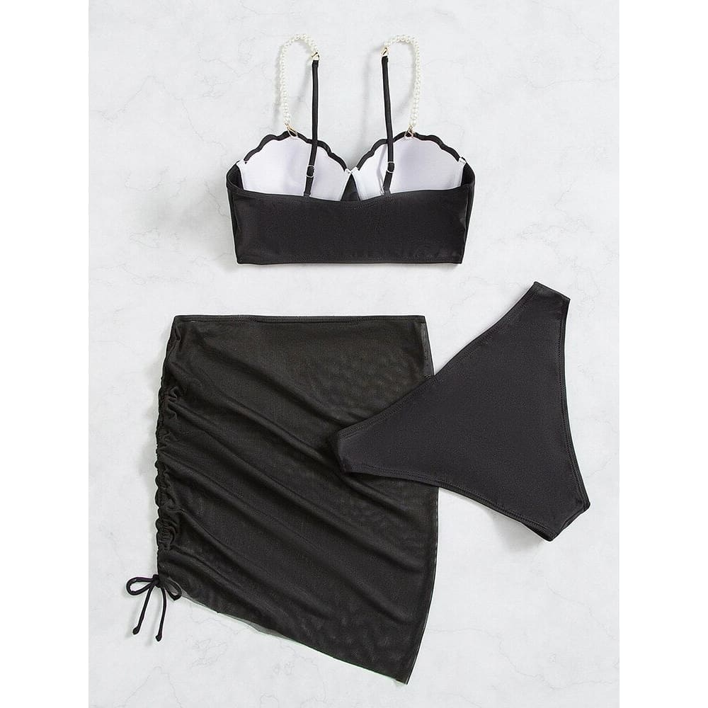 Sunnybikinis Sexy 3 Piece Push Up Bikinis Swimsuit with Skirt - On sale