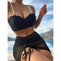 Sunnybikinis Sexy 3 Piece Push Up Bikinis Swimsuit with Skirt - Black-B8084 / S On sale