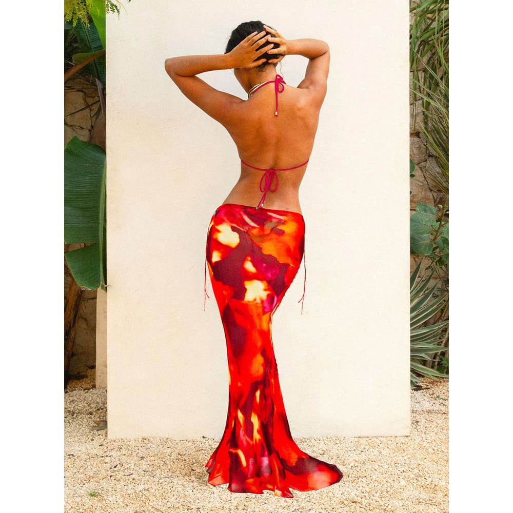 Sunnybikinis Sexy Zebra Stripes 3 Pieces Bikini Swimsuit with Skirt - On sale