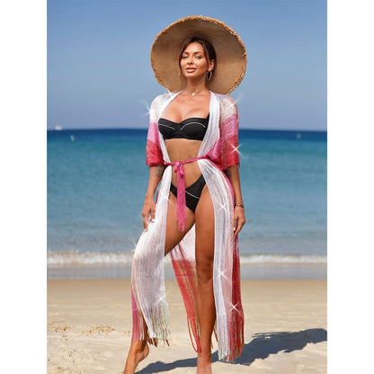 Tassel Cover-ups Women Kimono Transparent Tunics - X22OW0002-100 / One Size On sale