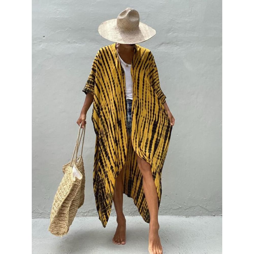 Tie Dye Womens Kimono Dress Beach Cover Ups - On sale