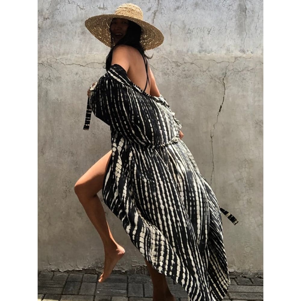 Tie Dye Womens Kimono Dress Beach Cover Ups - On sale