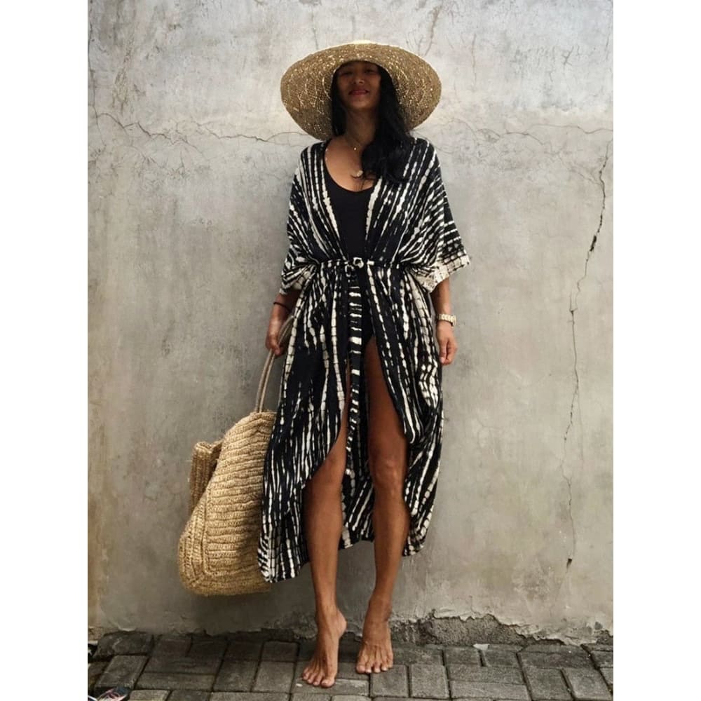 Tie Dye Womens Kimono Dress Beach Cover Ups - On sale