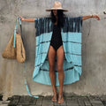 Tie Dye Womens Kimono Dress Beach Cover Ups - blue gray cover up / One Size On sale
