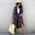 Tie Dye Womens Kimono Dress Beach Cover Ups - navy tie dye kimono / One Size On sale