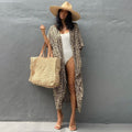 Tie Dye Womens Kimono Dress Beach Cover Ups - yellow polka covers / One Size On sale