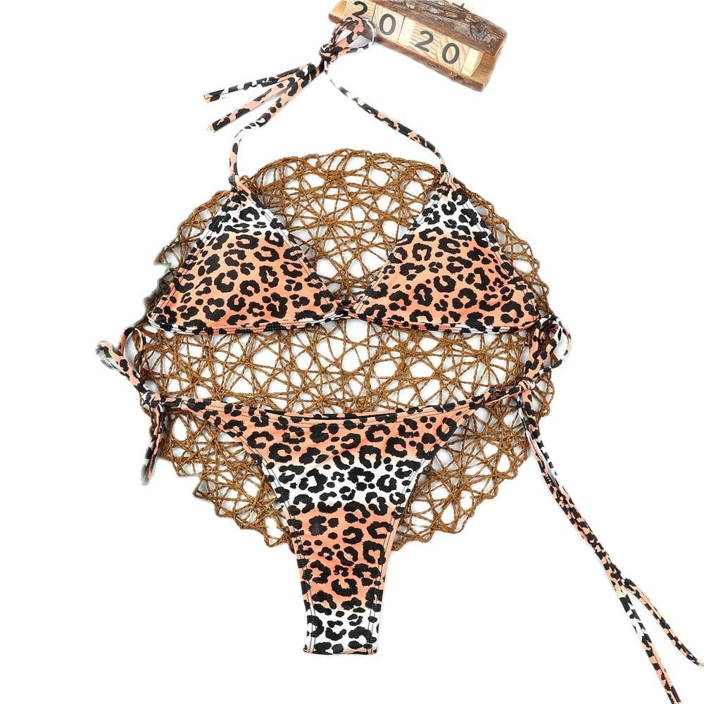 Tie String Triangle Brazilian Thong Bikini Swimsuits - On sale