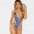 Tropical Cutout Brazilian Monokini One Piece Swimsuit - Multicolor / S On sale
