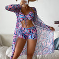 Tropical Long Sleeve High Waist Three Piece Swimsuit - Style5 / S On sale