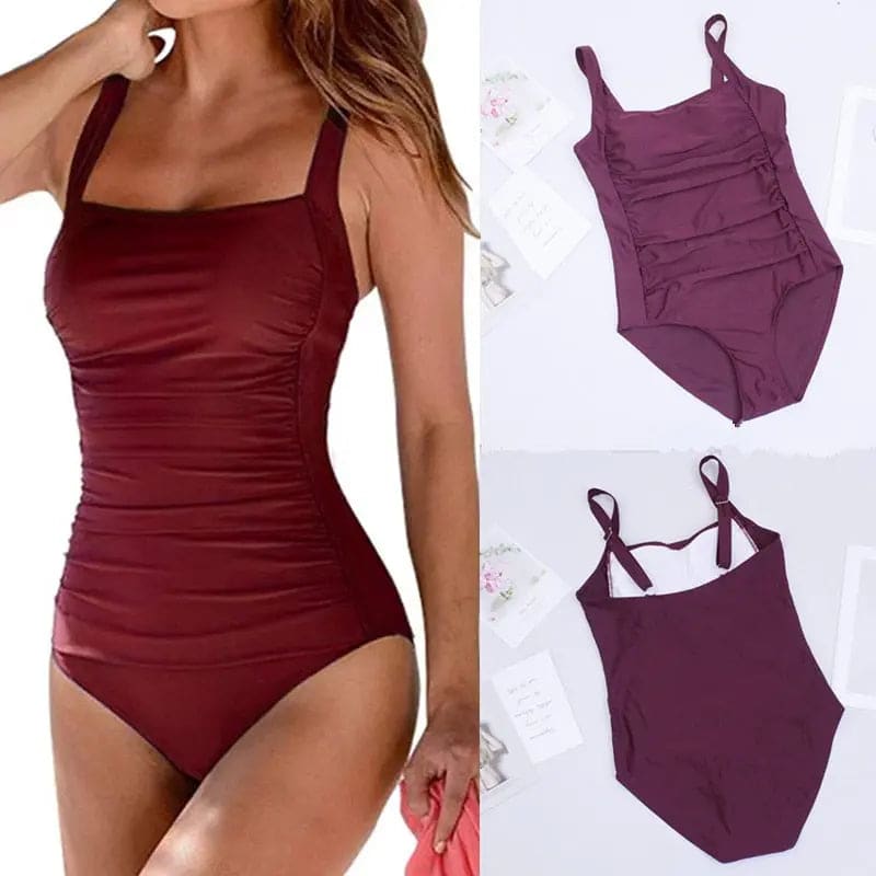 Tummy Control Swimsuit One Piece Ruched Monokini - On sale