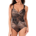 Tummy Control Swimsuit One Piece Ruched Monokini - brown print / S On sale