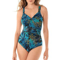 Tummy Control Swimsuit One Piece Ruched Monokini - green print / S On sale