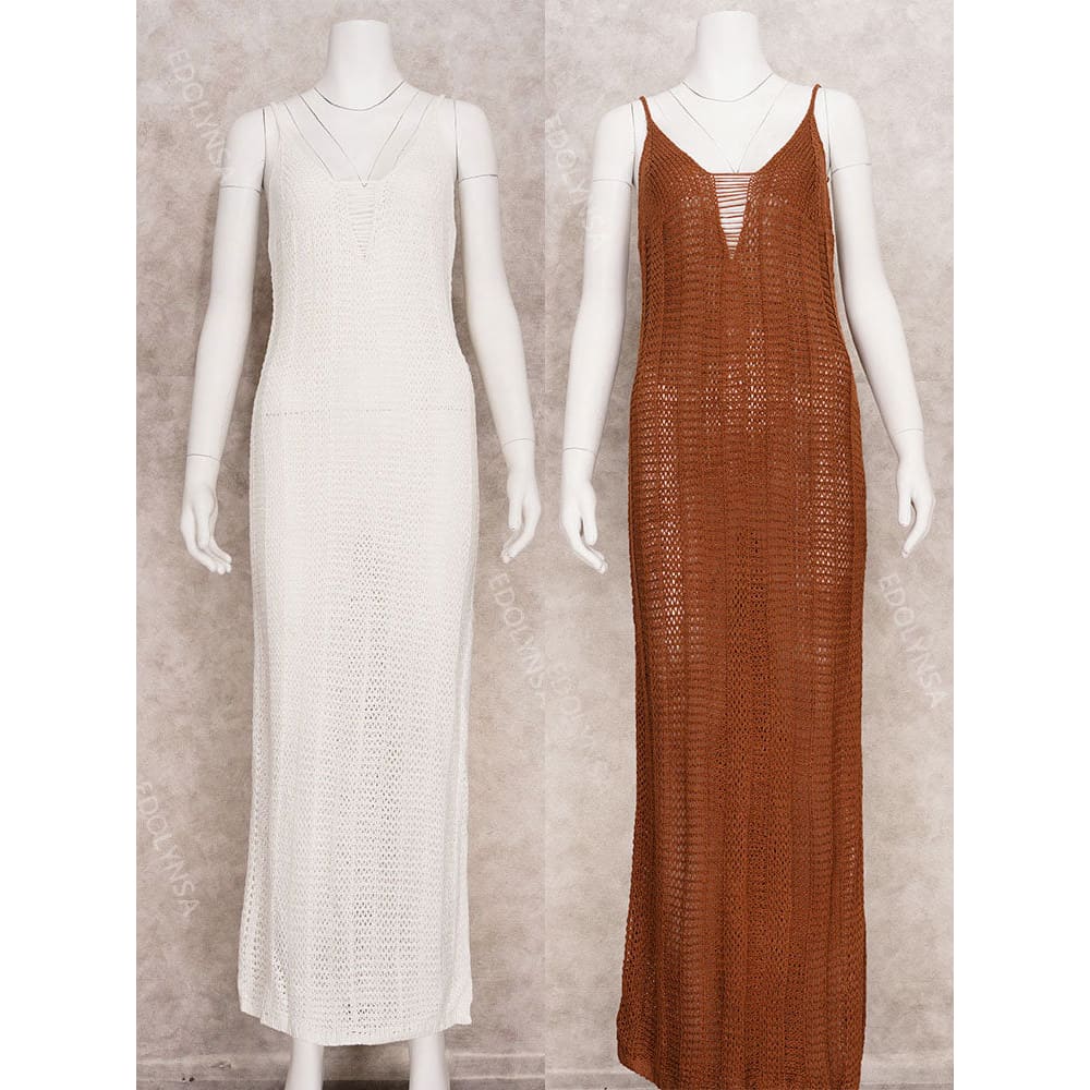 Vintage Deep V Crochet Brazilian Maxi Beach Cover Up - On sale