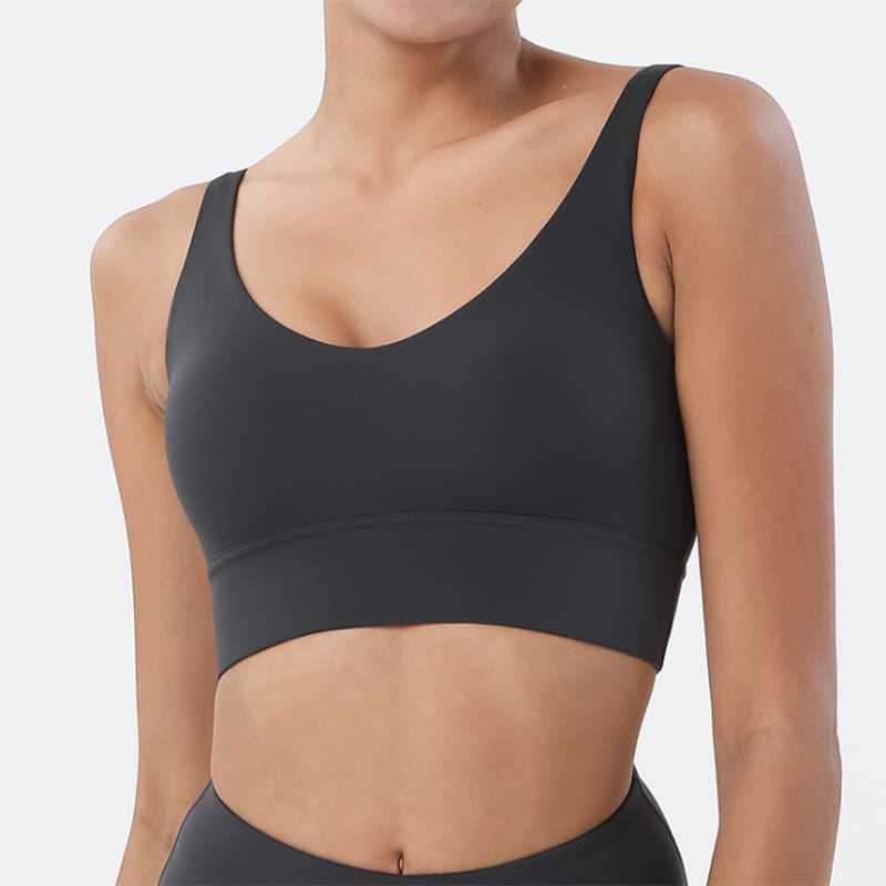 Womens Push Up Padded Bra Crop Top Fitness Sports - Graphite Grey / S / China|One Size