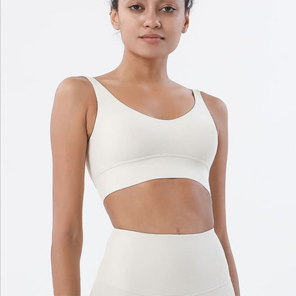 Womens Push Up Padded Bra Crop Top Fitness Sports - Light Ivory / S / China|One Size