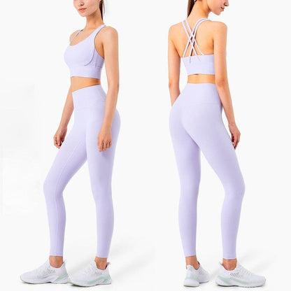 Yoga Set Leggings and Tops Fitness Pants Sports Bra - LavenderDew / S On sale