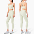 Yoga Set Leggings and Tops Fitness Pants Sports Bra - lightlvory / S On sale