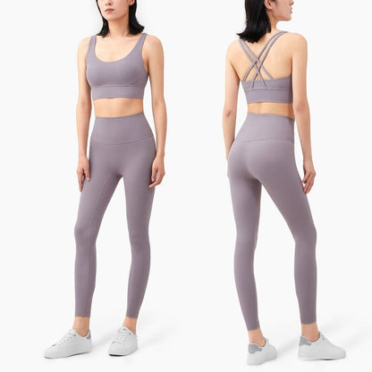 Yoga Set Leggings and Tops Fitness Pants Sports Bra - violetverbena / S On sale